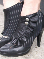 Ashes and Empires: Gizelle Ruffly Spats - Black Pinstripe