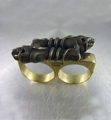 Jungle Tribe Serpent Bones Brass Knuckle Ring