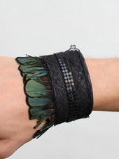Jungle Tribe Leather & Lace Feather Cuff