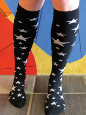 RocknSocks Lucky Stars Knee High Socks - Black
