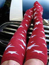 RocknSocks Lucky Stars Knee High Socks - Red