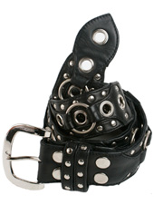 Heavy Belt - Black Leather/BLACK Stitch/Silver Hardware