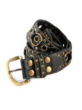 Heavy Belt - Black Leather / Antique Gold Hardware