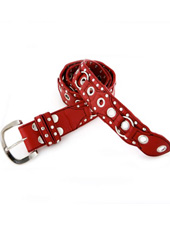 Heavy Belt - Red Leather / Silver Hardware