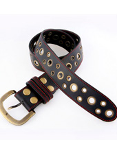 Chicken Eye Belt Black Leather/ Silver hardware