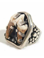 Bootleg Dog Tooth Sterling Silver Ring