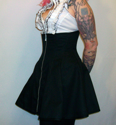 26 Ava Corset Skirt Black Pinstripes