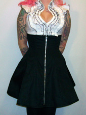 26 Ava Corset Skirt Black Pinstripes