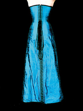 Corseted Dress<br />Turquoise Silk<br />Busk Closure