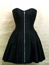 30 Corseted Dress<br />Black Silk<br />Exposed Zipper