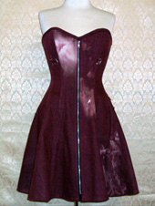 26 Corseted Dress<br />Distressed Wine Denim<br />Exposed Zipper