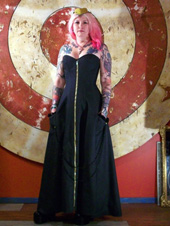 26 Corseted Dress<br /> Grey Denim w/Pockets<br />Exposed Zipper