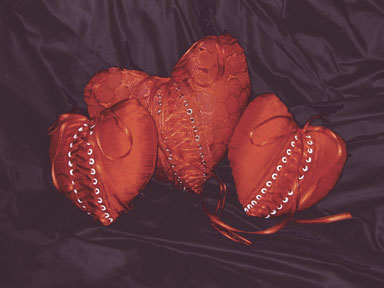 Large "Corseted-Heart" Pillow - Silk Doupioni
