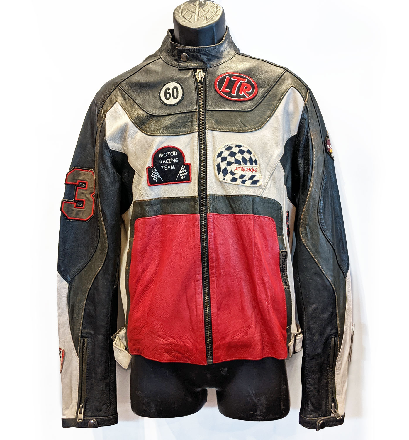 Patched Leather Racing Jacket | lupon.gov.ph
