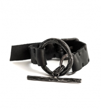 Wildhorn-Thick Hardened Leather Bracelet w/ Stainless Steel & Silver Staples