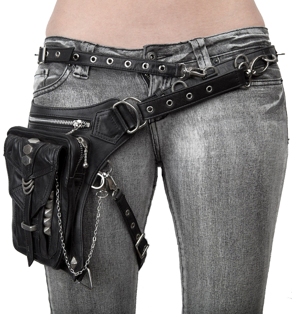 Leather Hip Bag With Leg Strap