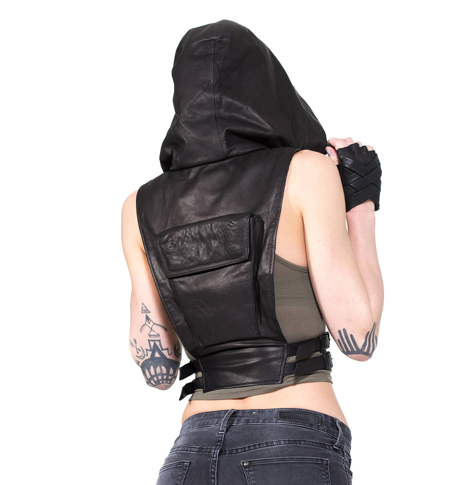 Jungle Tribe Ninja Kombat Hooded Vest - Leather : Delicious Boutique