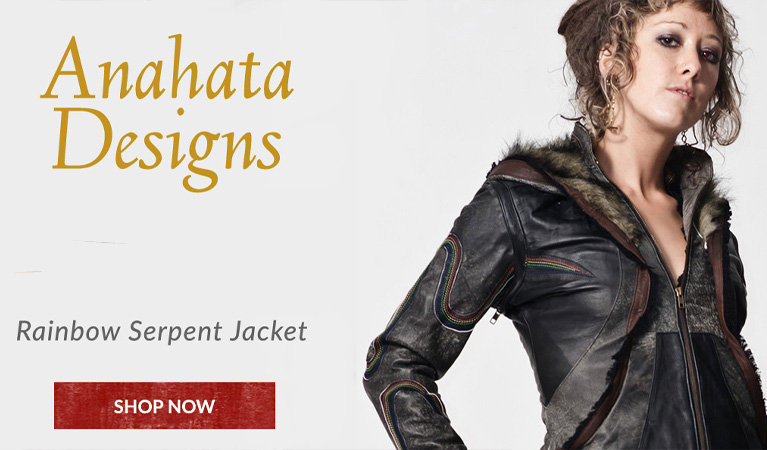 Leather jacket with rainbow colored constrast stitching and fur lined hood